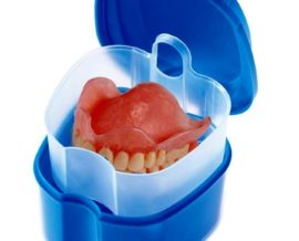 Removable prosthesis storage container